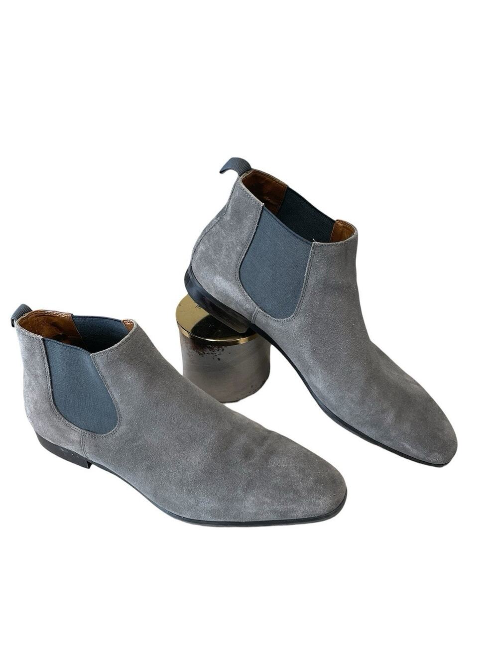 The RAIL Men's Gray Suede Chelsea Boots Pull On Elastic Comfort Ankle Size 46/13